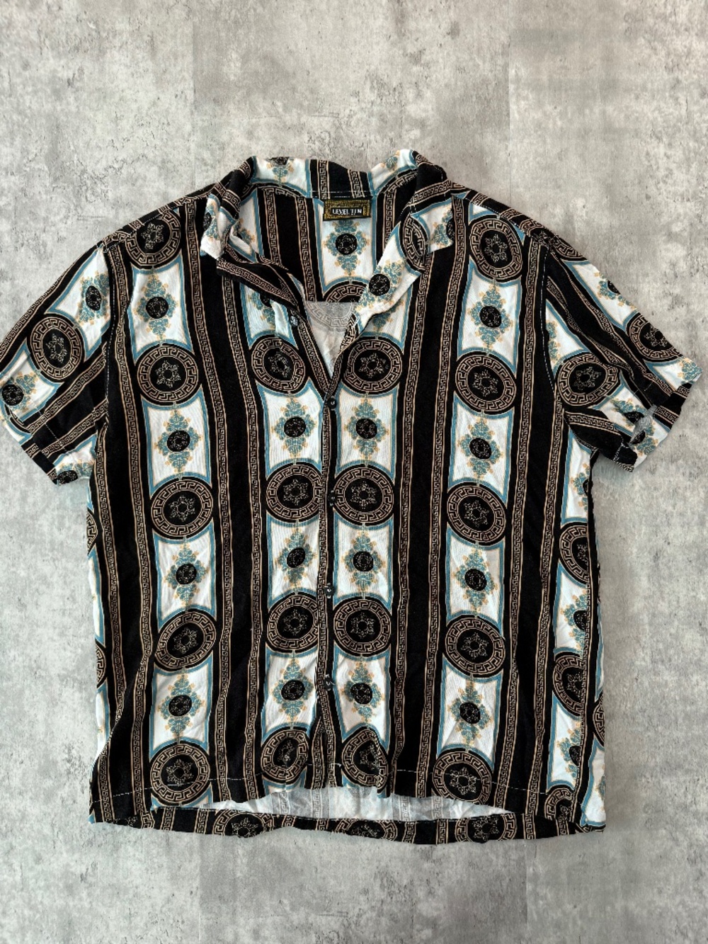NWOT New Level Ten Couture Baroque Rayon Woven Camp Men Button Shirt M